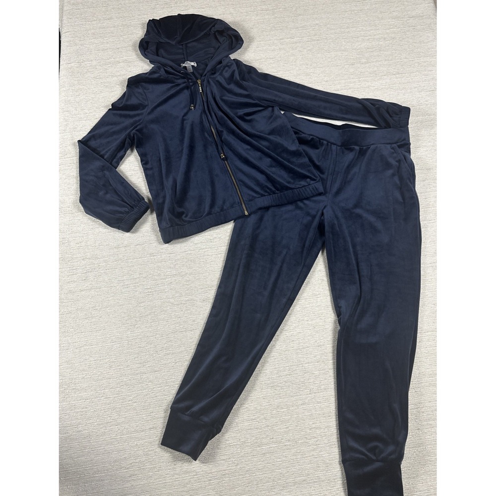 Athleisure Lounge Velour Y2K Matching Tracksuit Set Cable & Gauge Med Navy Blue